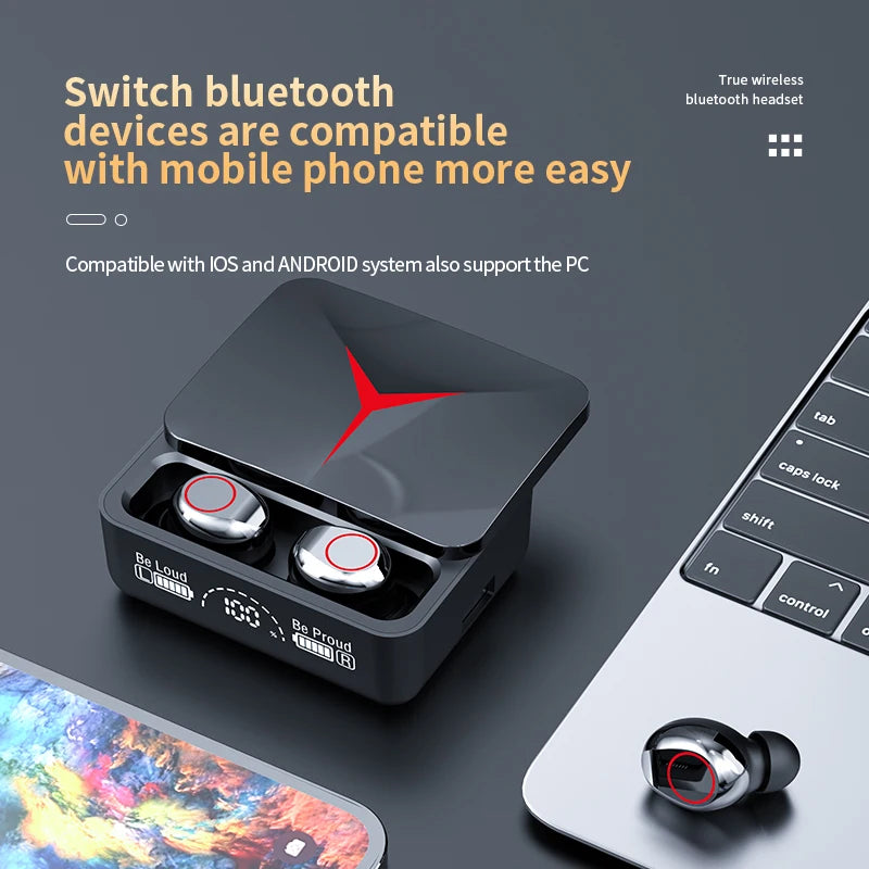 SonicSlide™ - Bluetooth 5.3 Wireless Earbuds with Slide Charging Case & Hi-Fi Audio