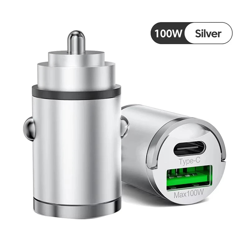 PowerDrive™ - 100W Mini Car Charger with PD & QC3.0 Fast Charging