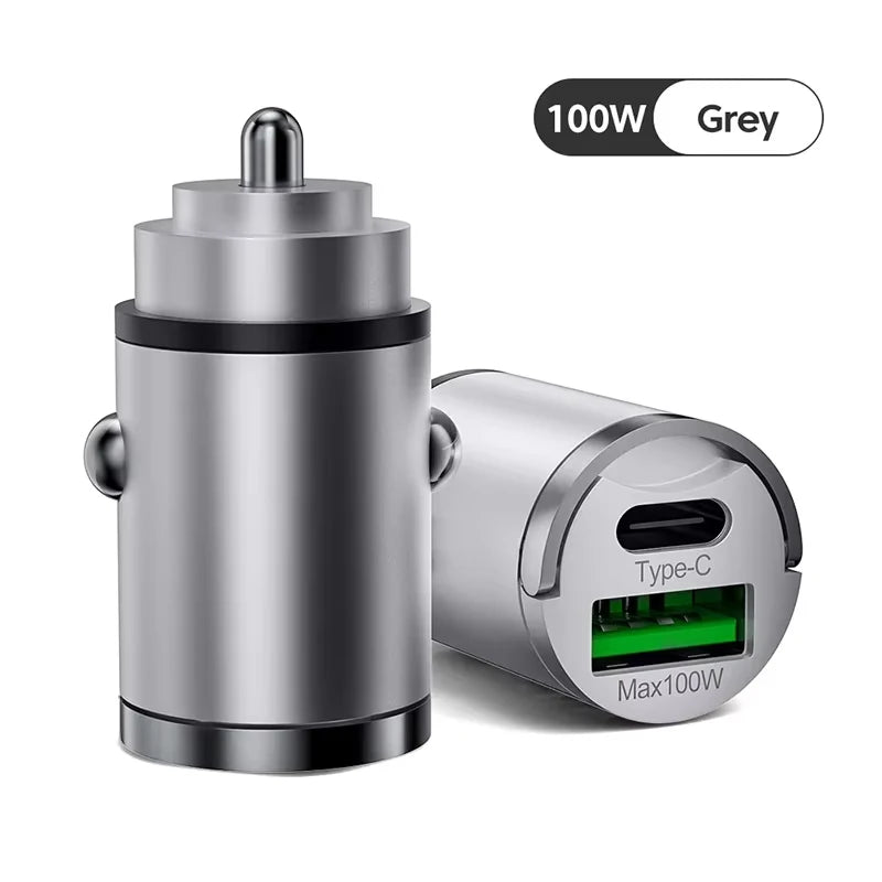 PowerDrive™ - 100W Mini Car Charger with PD & QC3.0 Fast Charging