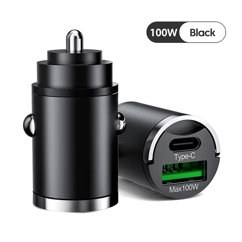 PowerDrive™ - 100W Mini Car Charger with PD & QC3.0 Fast Charging